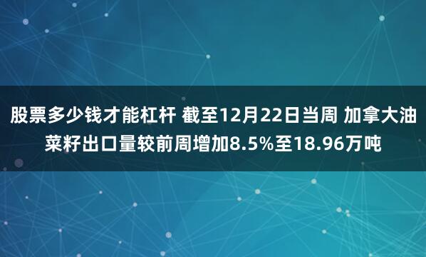股票多少钱才能杠杆 截至12月22日当周 加拿大油菜籽出口量较前周增加8.5%至18.96万吨