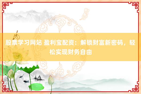 股票学习网站 盈利宝配资：解锁财富新密码，轻松实现财务自由